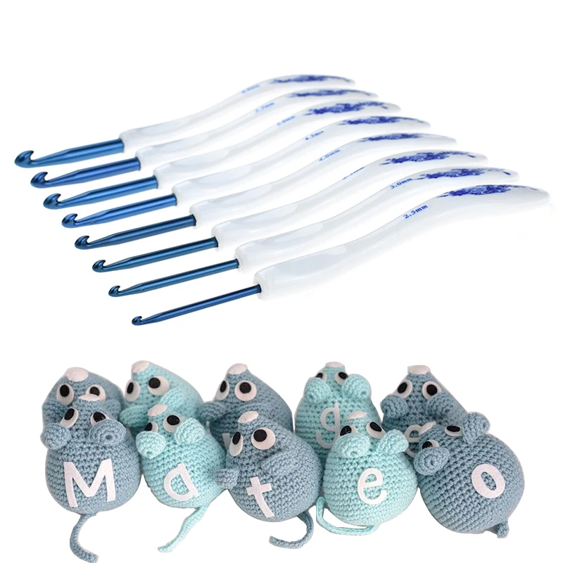 

8 Pcs 1 set Crochet Hooks 2.5/3/3.5/4/4.5/5/5.5/6MM white Plastic Aluminum Crochet Hooks Crochet Handles Needles gift for lady