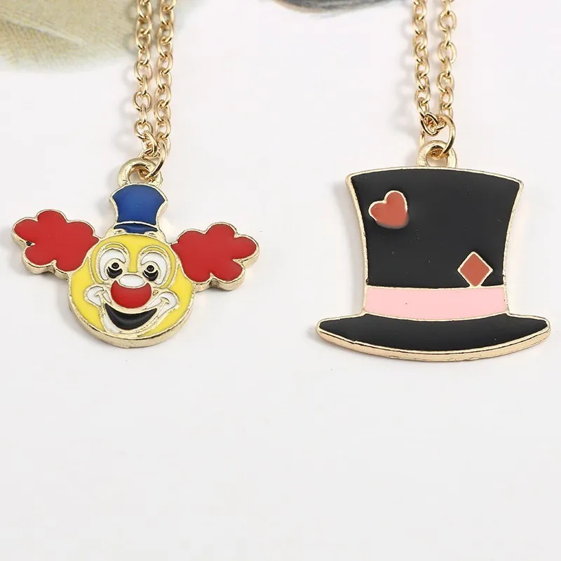 Diy-Cartoon-Gold-Enamel-Colorful-Clown-Hat-Necklace-Kawaii-Droll-Girl-Heart-Cap-Charm-Jewelry-For (1)
