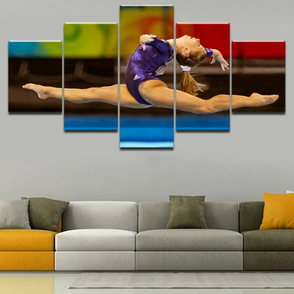 5 Piece Sports Gymnastics Picture Top Rated Canvas Printed Wall Art