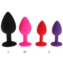 Silicone Butt Plug with Crystal Jewelry Smooth Touch Anal Plug No Vibration Anal Sex Toys for Woman Men Gay Small Medium Large small medium large silicone butt plug with crystal jewelry smooth touch anal plug no vibration anal sex toys for woman men gay