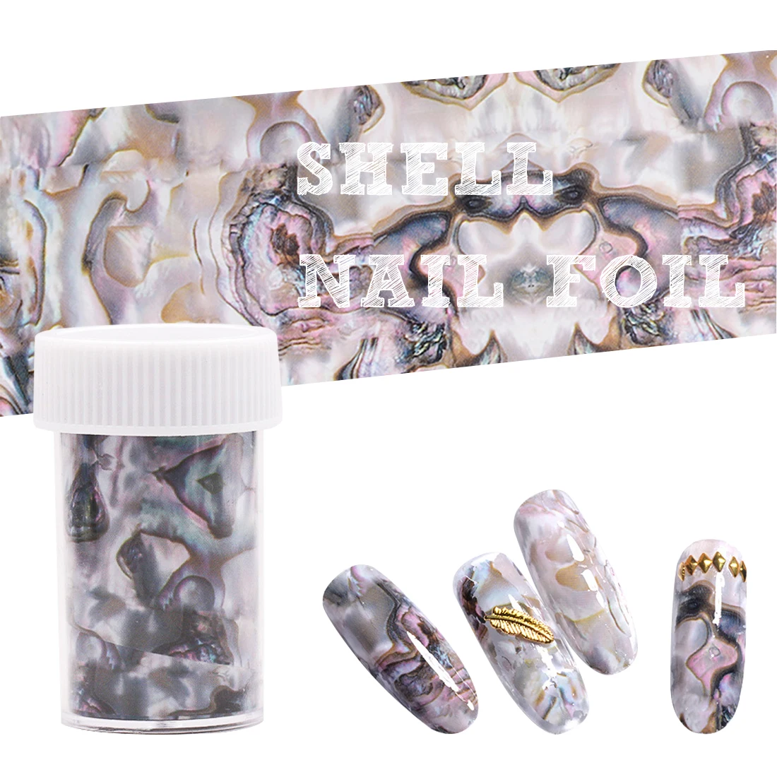 

Abalone Pattern 3D 1 Roll 4*120CM Shell Nail Foils Gradient Marble Design Foils Nail Art Thermal Transfer Foil Ocean Style