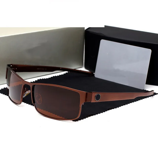 Поляризационные мужские солнцезащитные очки прямоугольной формы, брендовые Дизайнерские мужские солнцезащитные очки Gafas Oculos Aviador De Sol Masculino Polarizado 610 - Цвет линз: Коричневый
