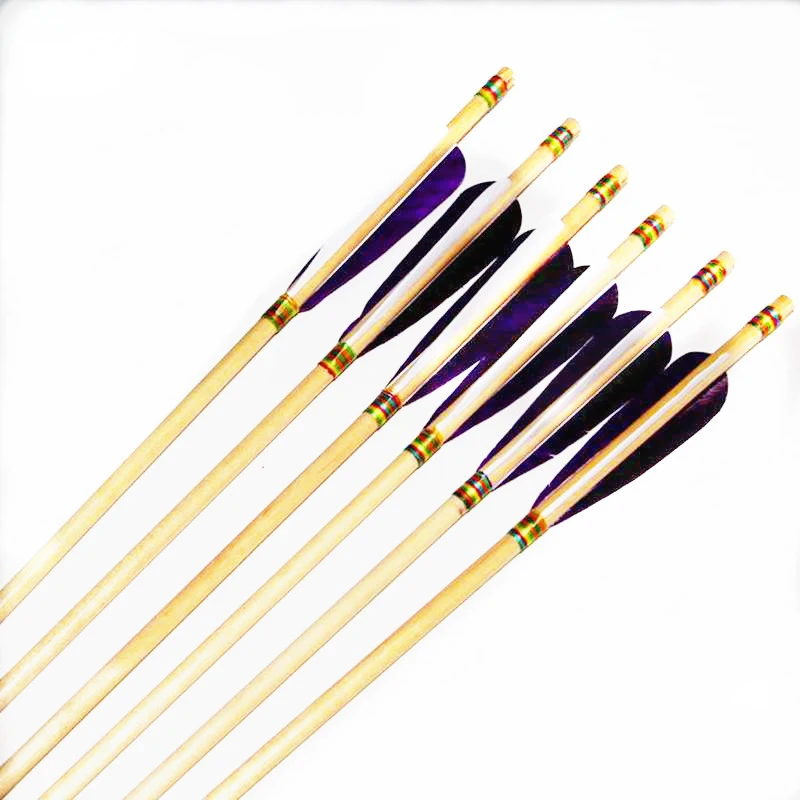 

32 inch Traditional Handmade Wooden Arrows for Shooting Hunting Turkey Feather Archery ArrowLongbow Compound Recurve Bow