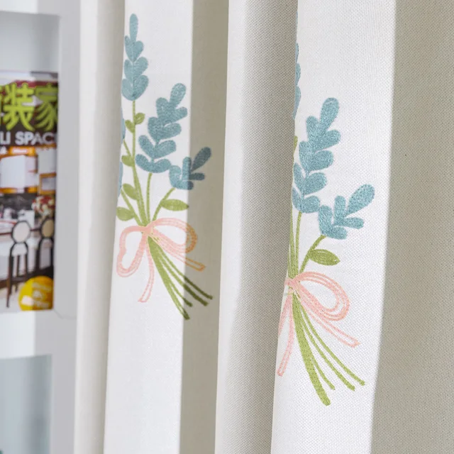 Bedroom Drapes Embroidery Fabric Drapes Blackout Door Curtains