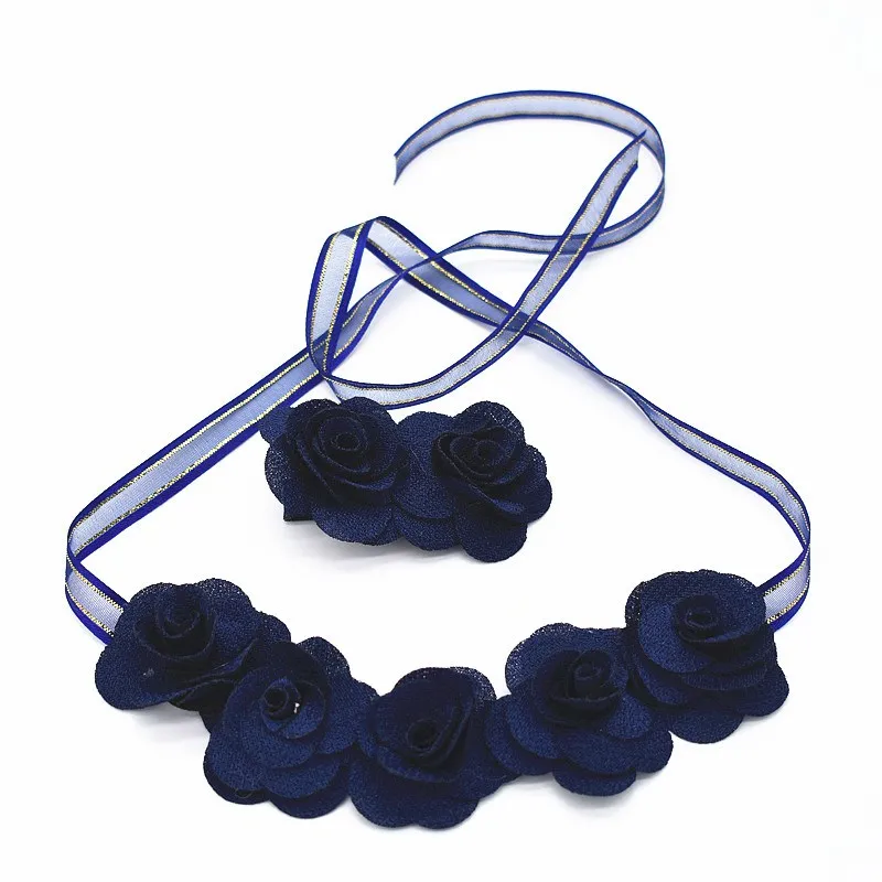 

Party Hair Accessories navy Aureate Flower hair band clip suit Headwear elastic stretchy Headbands Korean Flowers 1pair HD009