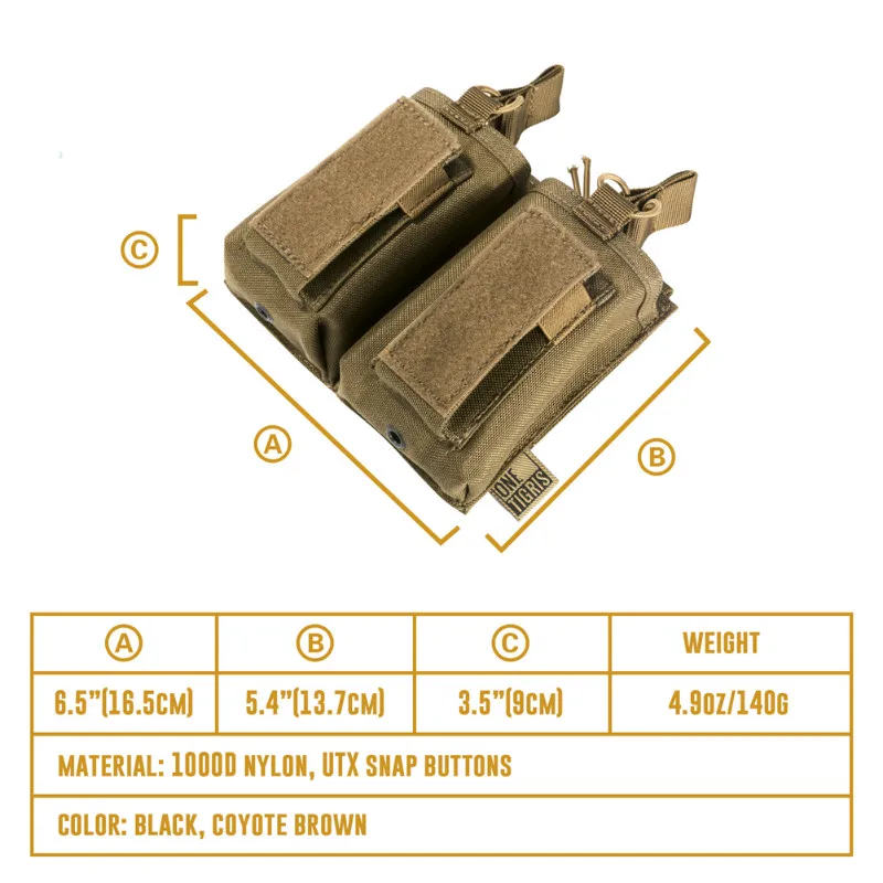 OneTigris открытая верхняя двойная винтовка/Пистолет подсумок Тактический AR/AK/G36/Glock/M1911/92F Mag Чехол для страйкбола пейнтбола