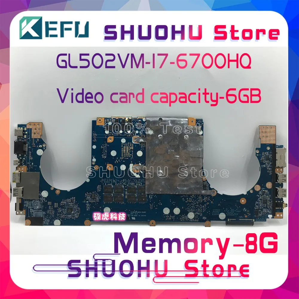  KEFU ROG Strix S5VS For ASUS ROG GL502VM laptop motherboard GL502VML I7-6700HQ Memoyr 8g tested 100