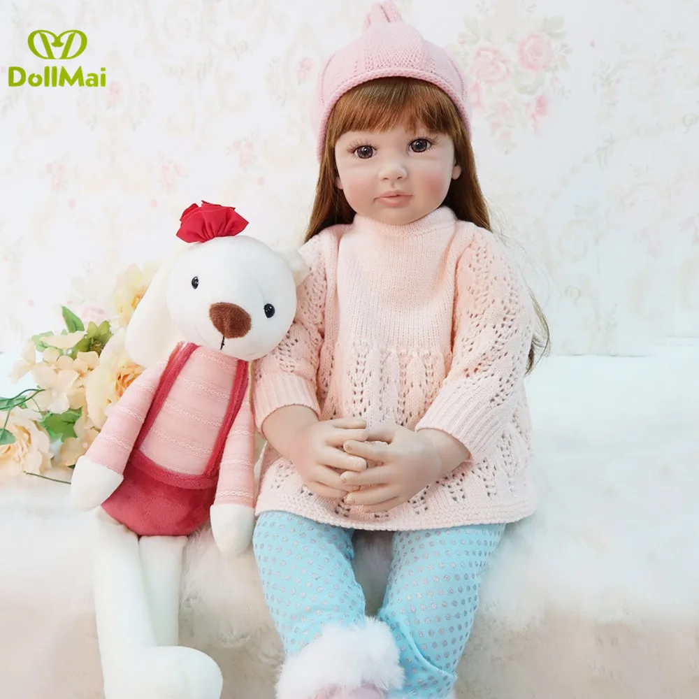 Bebes Reborn Dolls de Silicone Girl хлопковое тело 60 см младенец Кукла реборн игрушки для детей Новорожденный ребенок bebe кукла rebon подарки