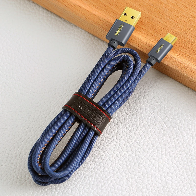 Remax Micro USB Cable de datos 1,8 m/1,2 m 2.1A sincronización de carga transferencia de datos Cable de teléfono de mezclilla cargador Micro Usb Cable para Samsung