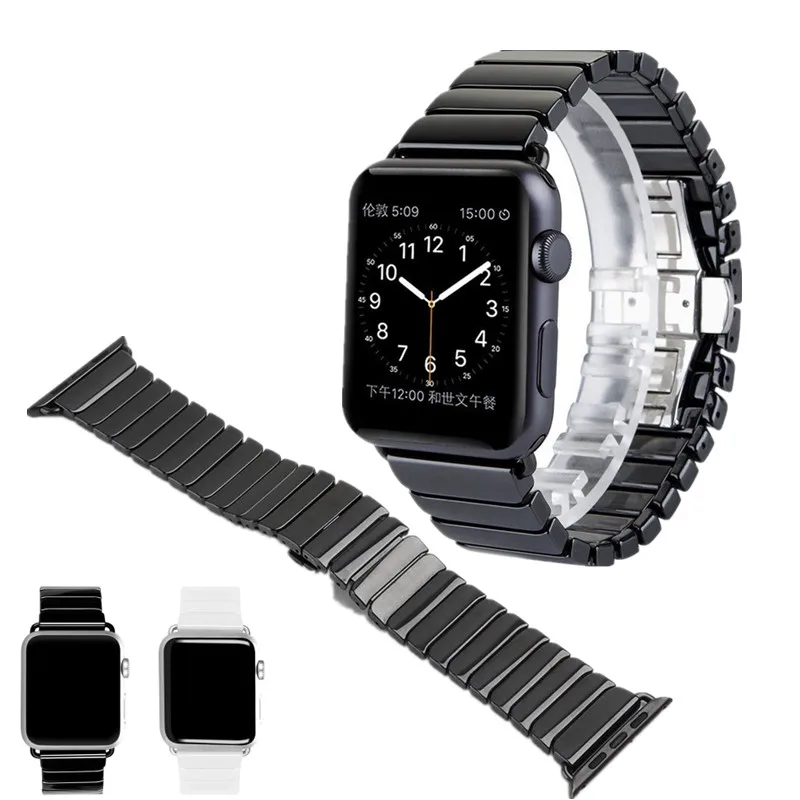 

ASHEI Ceramic Watch Bands For Apple Watch Band Ceramic 42mm Glossy Link Brecele Series 3 Strap For iWatch Series 1/2 38mm Belt