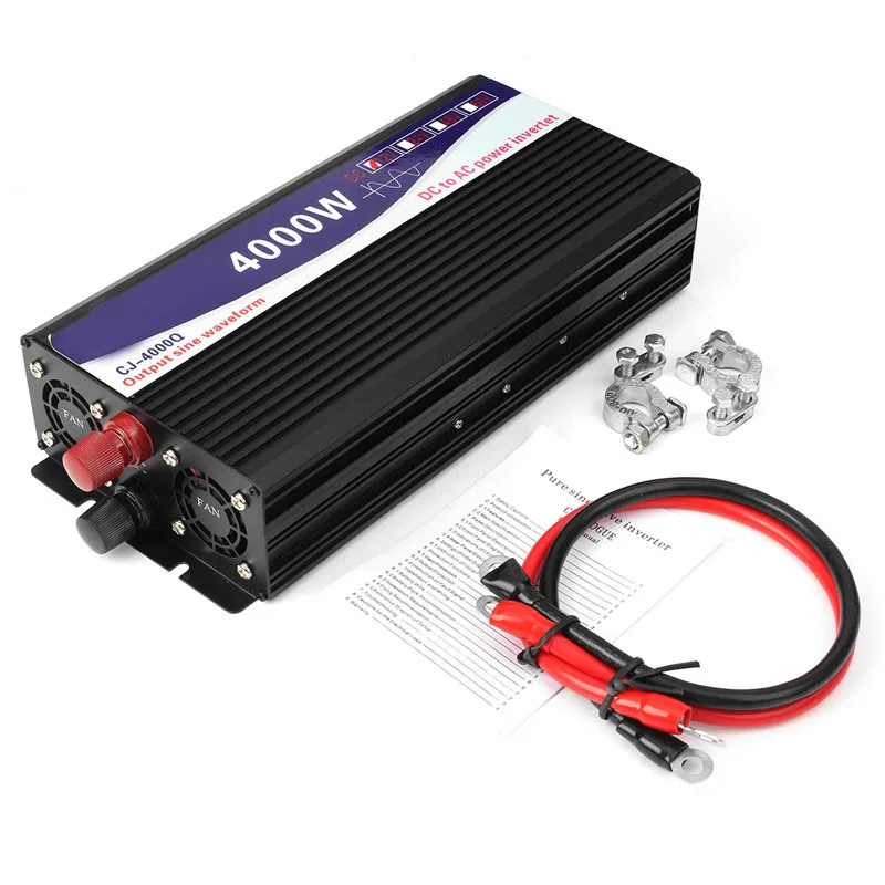 

Car Inverter 4000W Car Vehicle Power Inverter Pure Sine Wave 12V DC to 220V AC Transmitter with Light