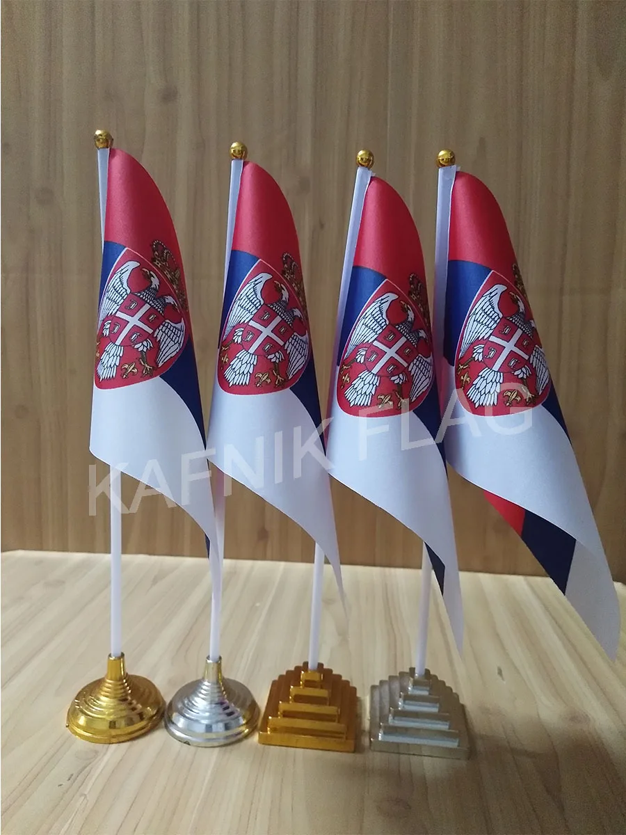 Kafnik, 5/10 штук/партия, Сербия стол баннер, флаг 14*21 флаг/Пластиковые флажки или при помощи присосок для вашего выбора