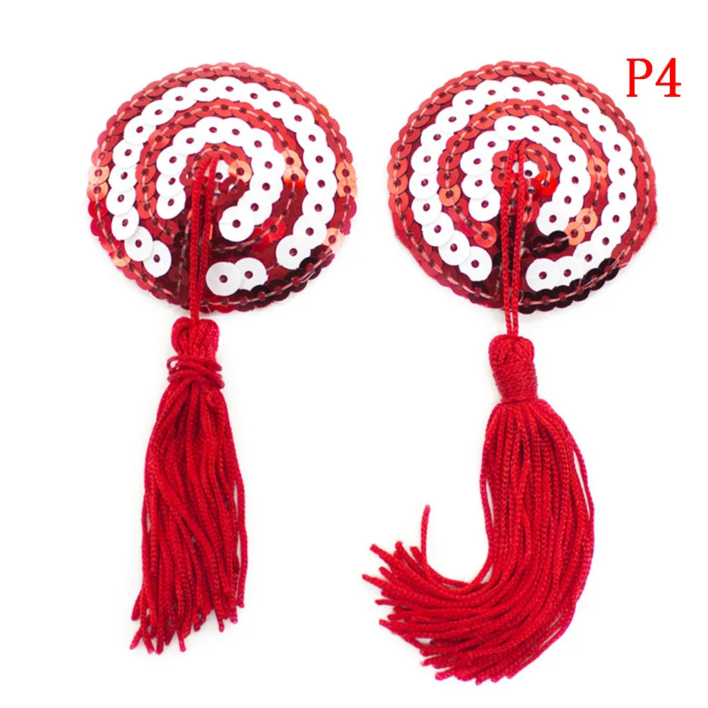 Cache-tétons Paillettes - 2 Paires En Forme De Cœur Avec Glands - Auto-adhésif Réutilisable