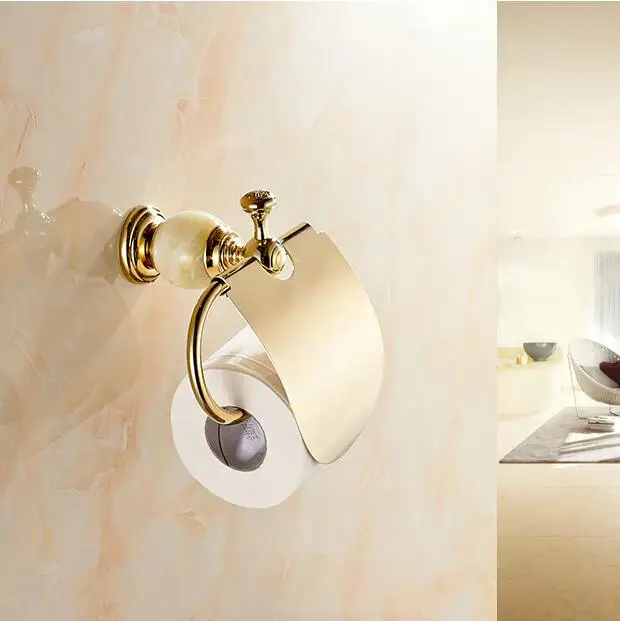 2 colors golden bathroom accessories luxury jade gold brass toilet paper holders waterproof tissue bathroom sanitary 6251 in paper holders from home - Bathroom Accessories Luxury 2 colors golden bathroom accessories luxury jade gold brass toilet paper holders waterproof tissue bathroom sanitary 6251 in paper holders from home - Bathroom Accessories Luxury