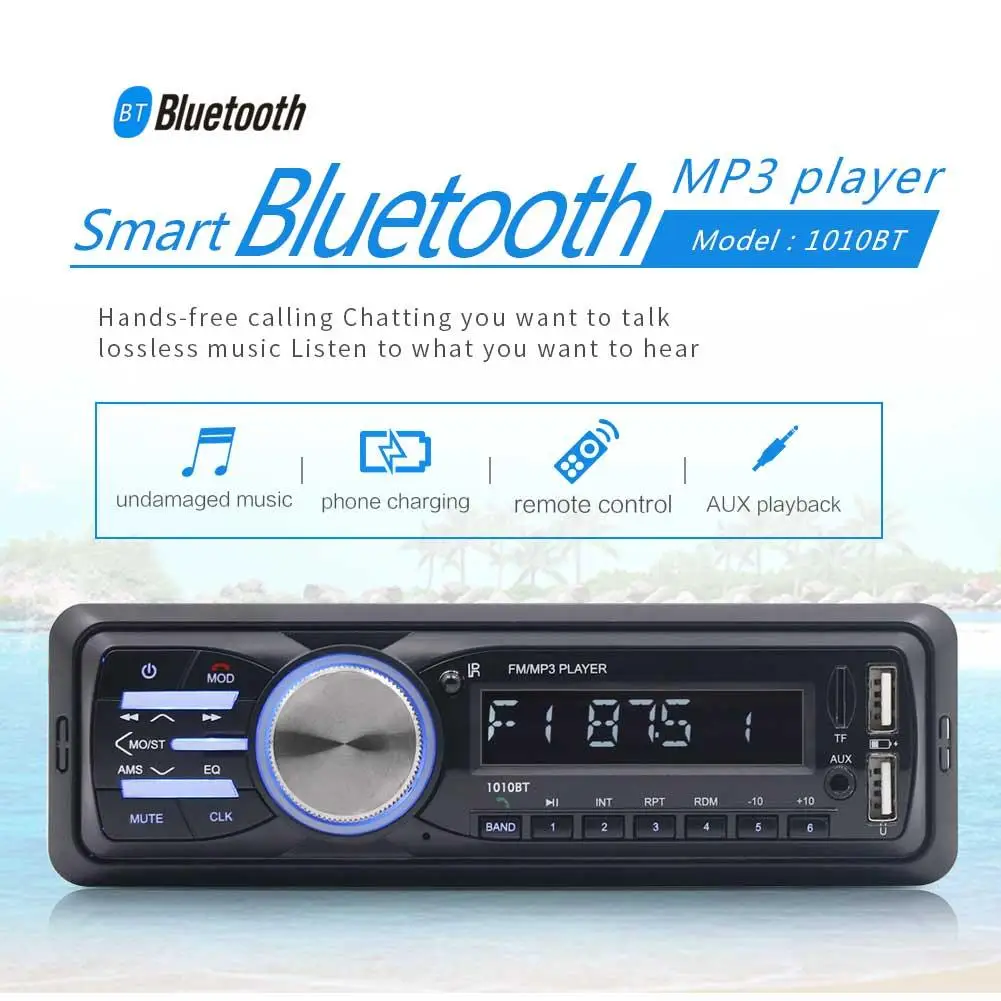 DC12V Car Mp3 Player FM Receiver 2 USB Disk Player AUX Input Player