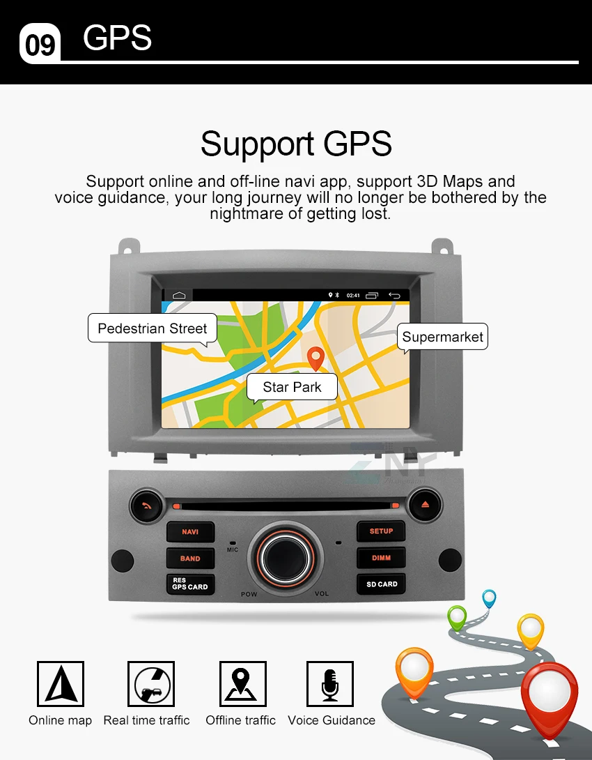 Cheap 7" HD Android 8.1 Car GPS Stereo For Peugeot 407 Auto Radio FM RDS DVD WiFi Navigation BT Audio Video Multimedia Backup Camera 11