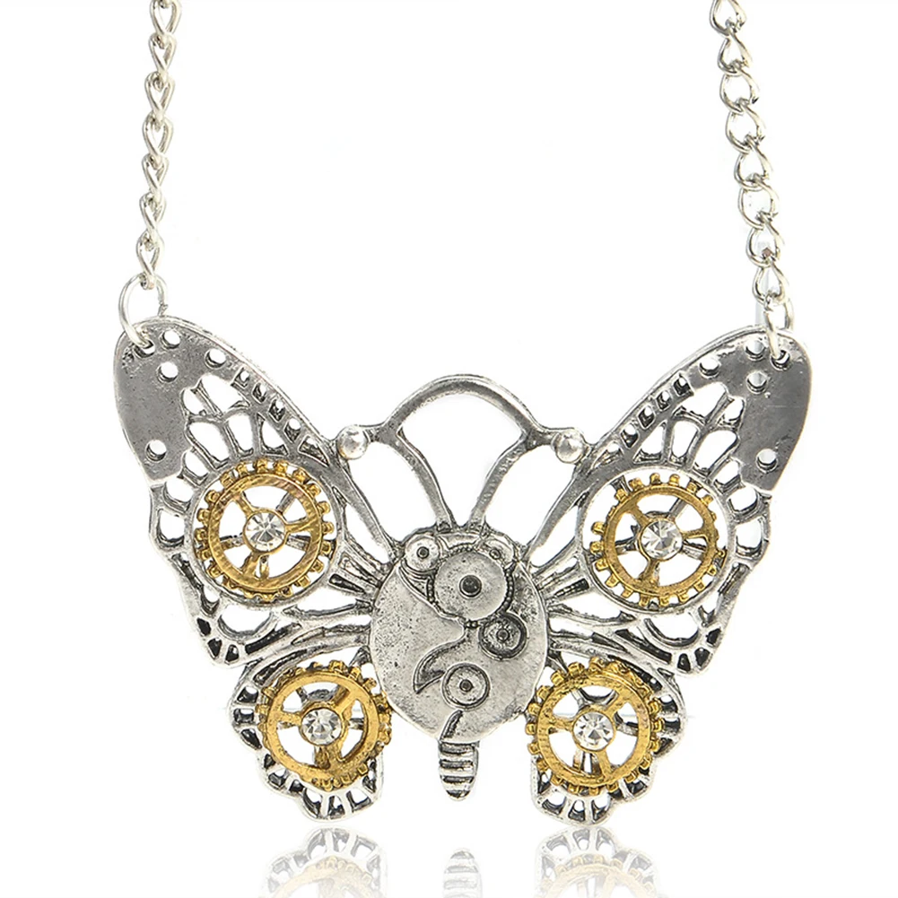 

Vintage Steampunk Owl Butterfly Bee Shape Gear Pendant Wedding Necklace Unisex Jewelry Birthday Gifts drop shipping