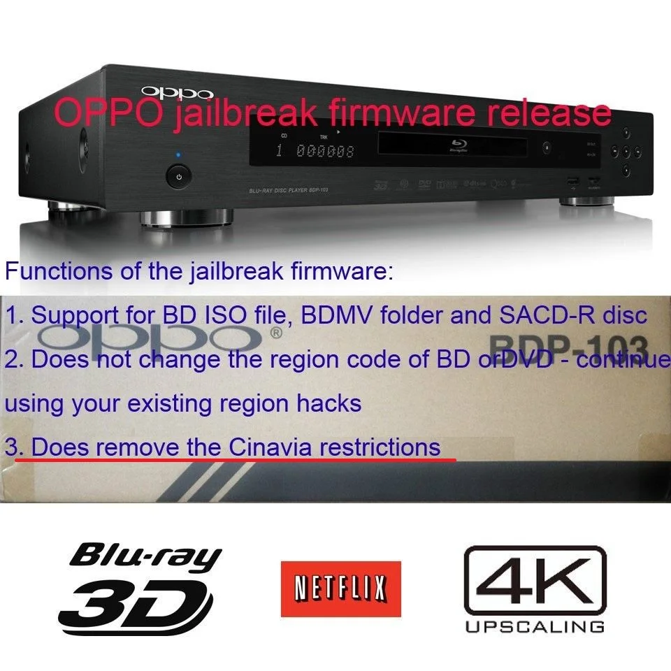 65-0131 ISO File Region Free und Cinavia Free Oppo UDP-203 / 205 Jailbreak 