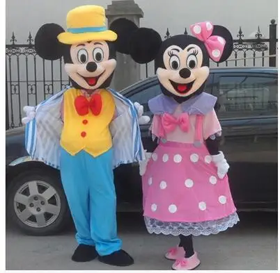 

High Quality minnie Costume Mascot Adult Size Fancy Costume Halloween Cosplay Carnival Costume Two Pcs Free Shipping