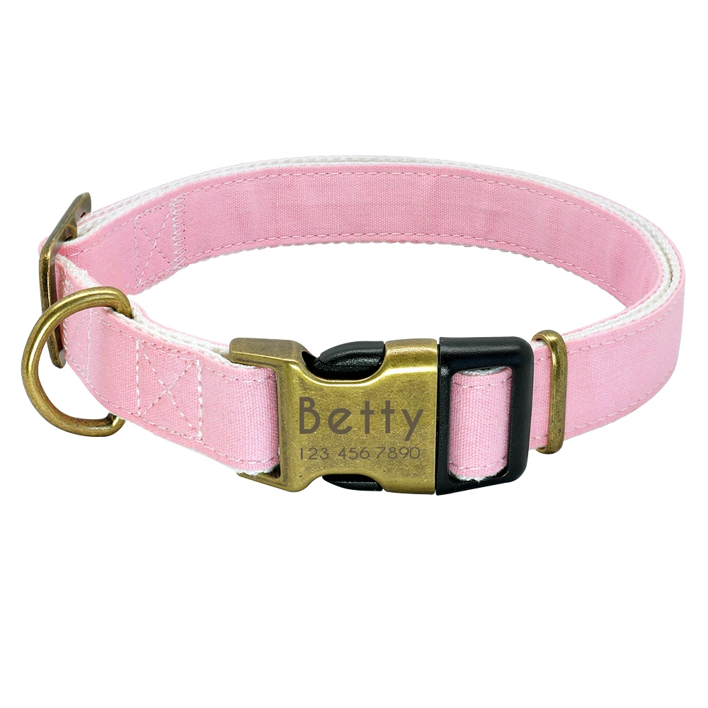 Personalized Dog Collar Nylon Small Large Dogs Puppy Collars Engrave Name ID for Small Medium Large Pet Pitbull Chihuahua Pink 