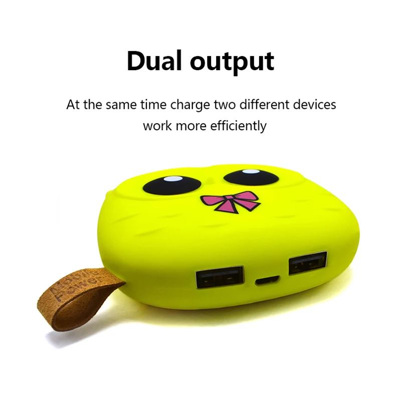 Portable Charger Cute Owl Cartoon Mini Power Bank 5000mAh For Xiaomi Power Charger External Battery Bank Dual USB Bobile Charger