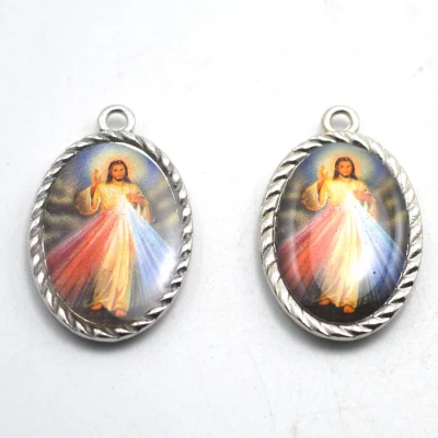 Jesus devine mercy две стороны же фото 7 католические фигуры Lourdes Guadalupe Майкл сердце Мадонна - Окраска металла: Jesus Mercyful