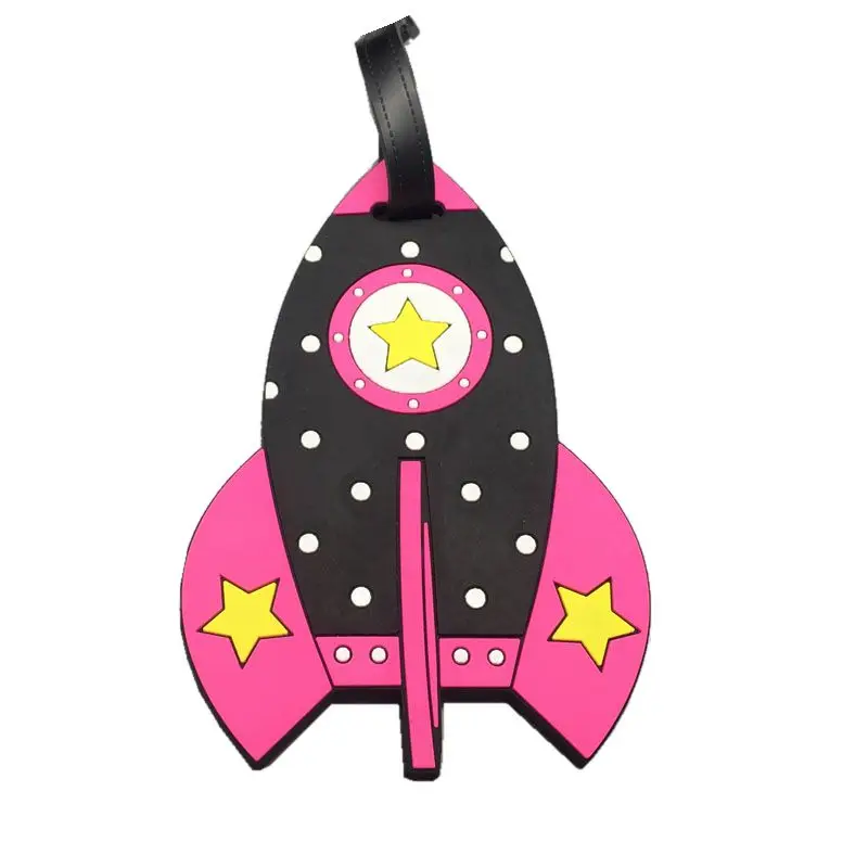 

Creative Cartoon Cute Rocket Travel Accessories Luggage Tag Silica Gel Suitcase ID Addres Holder Baggage Boarding Portable Label