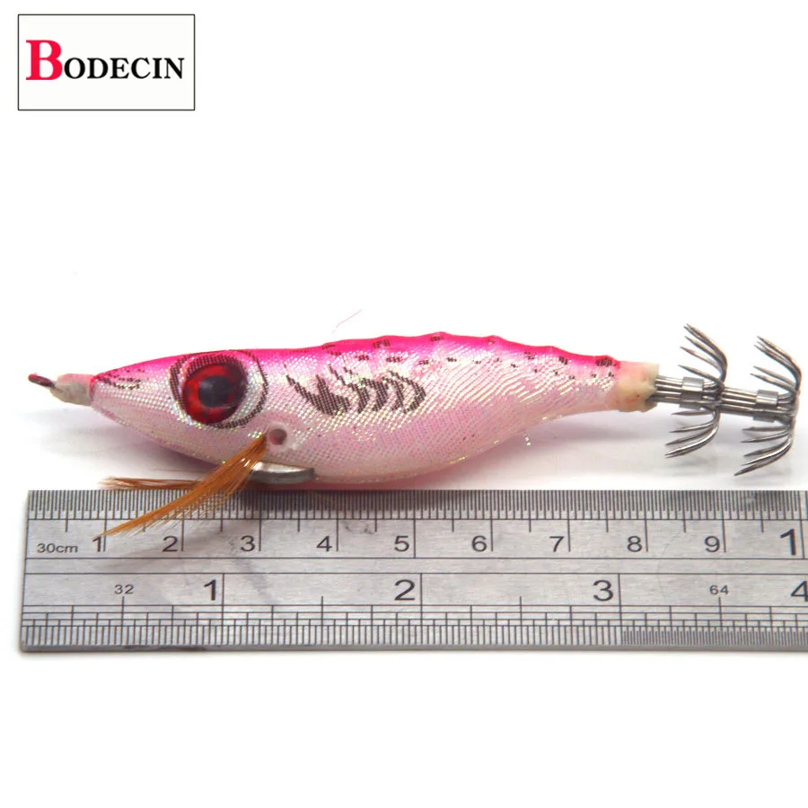 5PC Artificial Fake Bait Luminous Squid Jig Squidding 3.0 Hook For Fishing Cuttlefish 10cm 3D Big Eyes Shrimp Lure Lake Tackle (9)