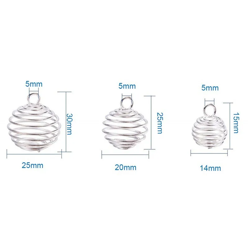 10 шт/20 шт 8 мм 15 мм 25 мм 30 мм Посеребренная спиральная бусина в форме клетки Подвески для изготовления ювелирных изделий HK126