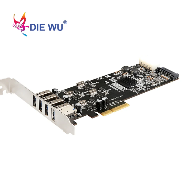 

Supper speed 20G PCIe 4X to 4 channel USB 3.0 Expansion card PCI Express Riser Card Controller Adaptor Converter