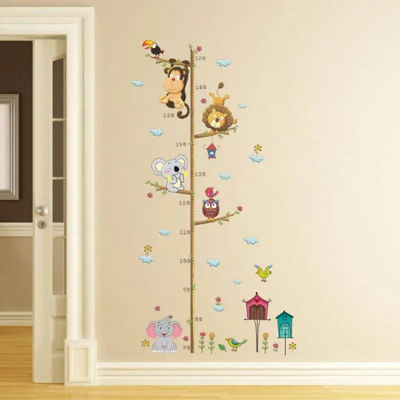 Детская одежда с мультяшными животными, высота измерения наклейка съемный наклейки на стену DIY обои для детского сада домашний декор для детей