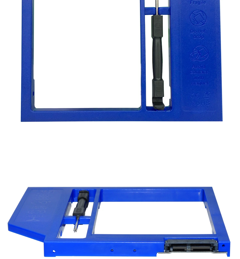Sunvalley пластиковый SATA 3,0 Универсальный 2-ой HDD Caddy для 9 мм 9,5 мм DVD/CD-ROM ноутбук Optibay с ободком 2,5 дюймов чехол для SSD, HDD