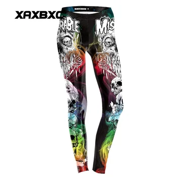

New 1813 Miserable Skull Halloween Prints Summer Slim Fitness Workout Push Up Women Leggings Sexy Femme Pencil Pants