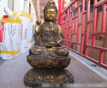 

S06710 30"Tibet Folk Temple Classical Bronze gild Kwan-yin Bodhisattva buddha Statue