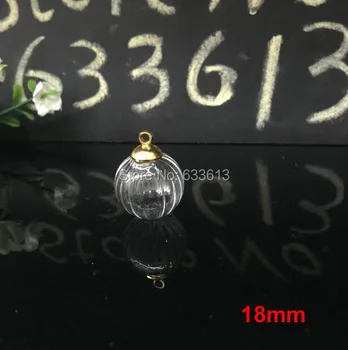 

Hot ! New 50sets/lot 18mm pumpkin glass globe with3-4mm hole 8mm cap jewelry findings set Glass bottle vial jewelry accessory