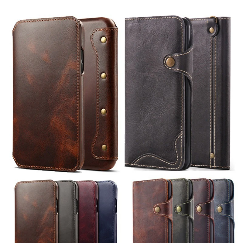 

Luxury Business Style Genuine Real Leather Case for iPhone XR XS Max Flip Wallet Case Cover Card Holder for iPhone 6 7 8 Plus