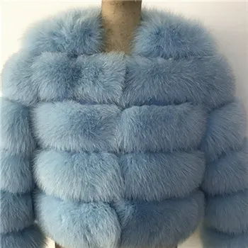 Sky blue JF0421 натуральный Лисий мех высокого качества натуральный меховой Длинный жилет зимнее пальто с лисьим мехом - Цвет: Sky blue