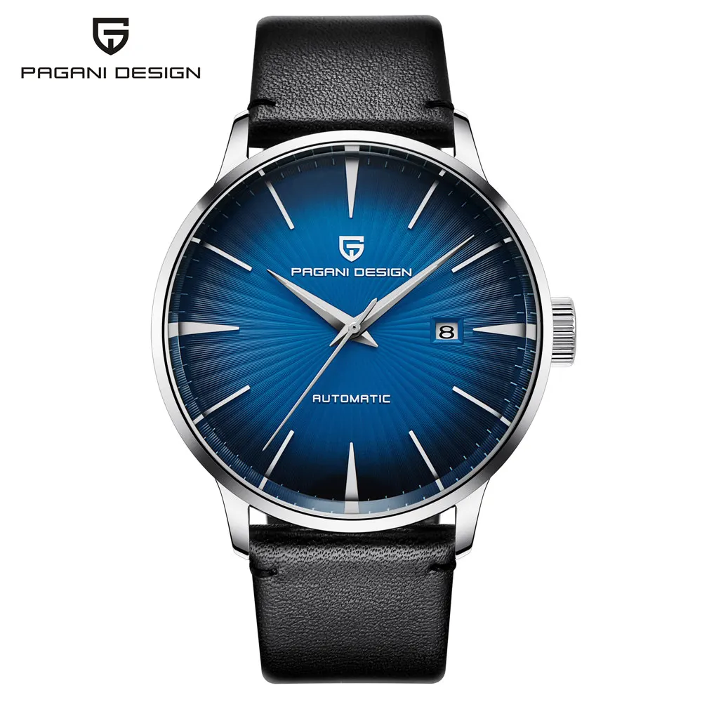 Мужские часы PAGANI Дизайн Роскошные, спортивные и фирменные механические часы из нержавеющей стали водонепроницаемые часы военные мужские механические часы - Цвет: leather blue