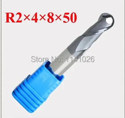 

2F R2*4*8*50,Spiral Bit Milling Tools, Carbide Ball Nose End Mill, the lathe tool,boring bar,cnc,machine