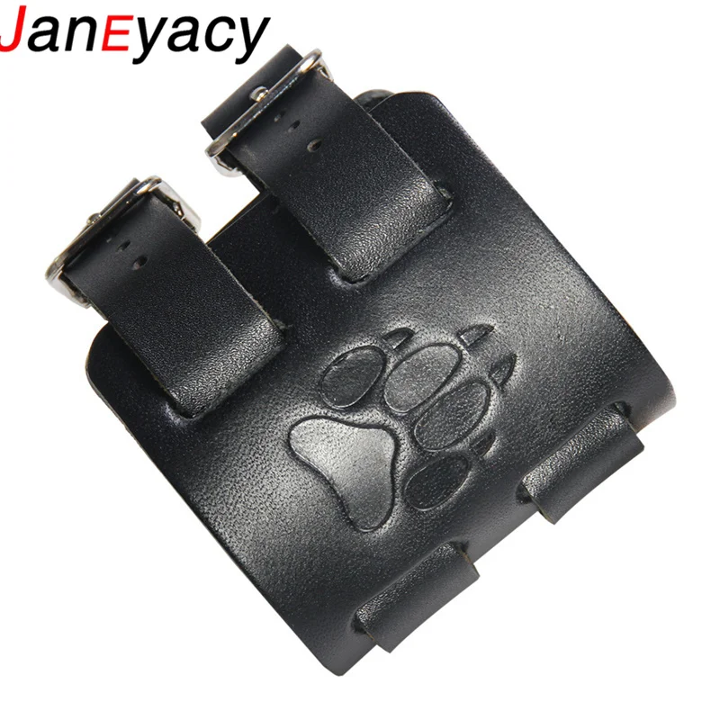 

Janeyacy Wolf claw Double Root Leather Bracelet Men's Wristband Cuff Wristband Gothic Retro Punk Men Pulseira Masculina Jewelry