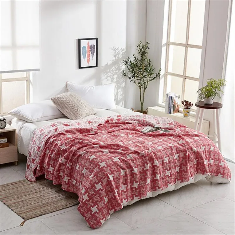 200*230cm 3 layers Muslin Lightweight Summer Blanket for Bed Sofa Combed Cotton Quick Dry Throw Blankets Bed Coverlet sheet