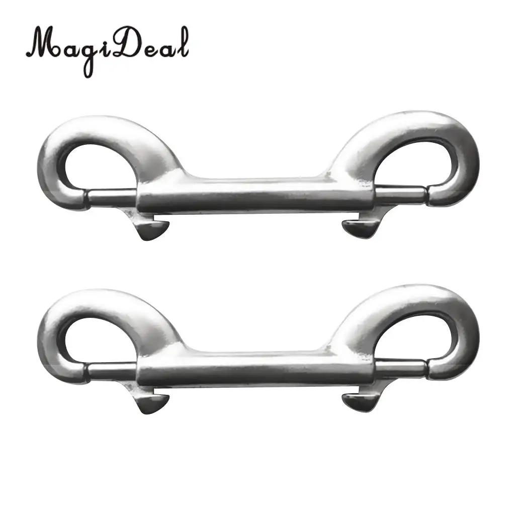 MagiDeal 2 Pieces 10cm Scuba Snorkeling Diving 316 Stainless Steel Double Ended Snap Bolt Clip for Swimming Diving Dive Boating