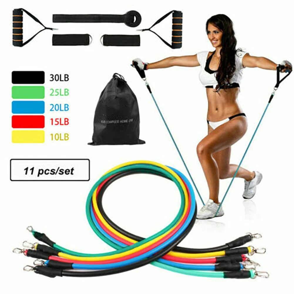 

11 Pcs/Set Latex Resistance BandsTraining Exercise Yoga Tubes Pull Rope Rubber Expander Elastic Bands Fitness Training Workout