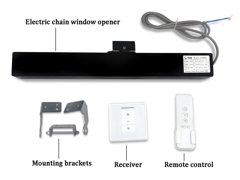 Wireless Control Electric Chain Window Opener Kit 8" inch 200mm 220VAC 