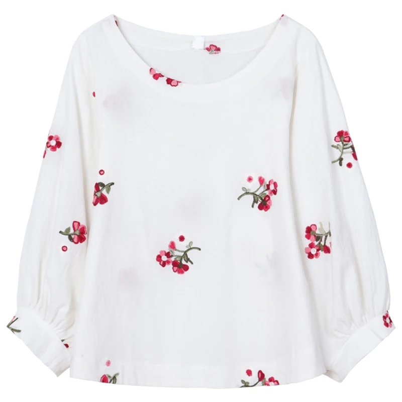 

Japan Sweet Summer Women's Clothing kawaii Floral loose tshirt ulzzang Tops O-neck Lantern Sleeve Tees New T-Shirts harajuku