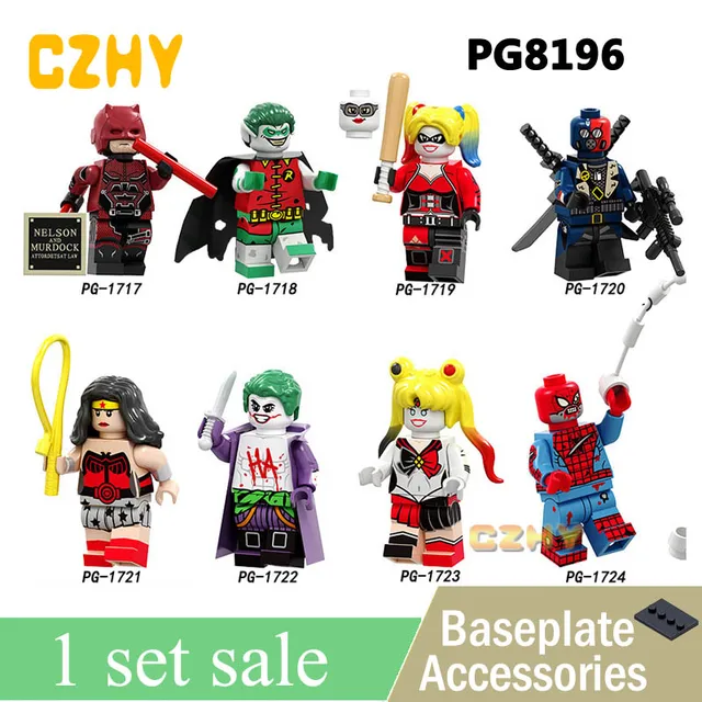 Cheap Legoing Building Blocks Daredevil Zombie Robin Deathstroke Wonder Woman Harley Quinn Figures Collection For Children Toys PG8196