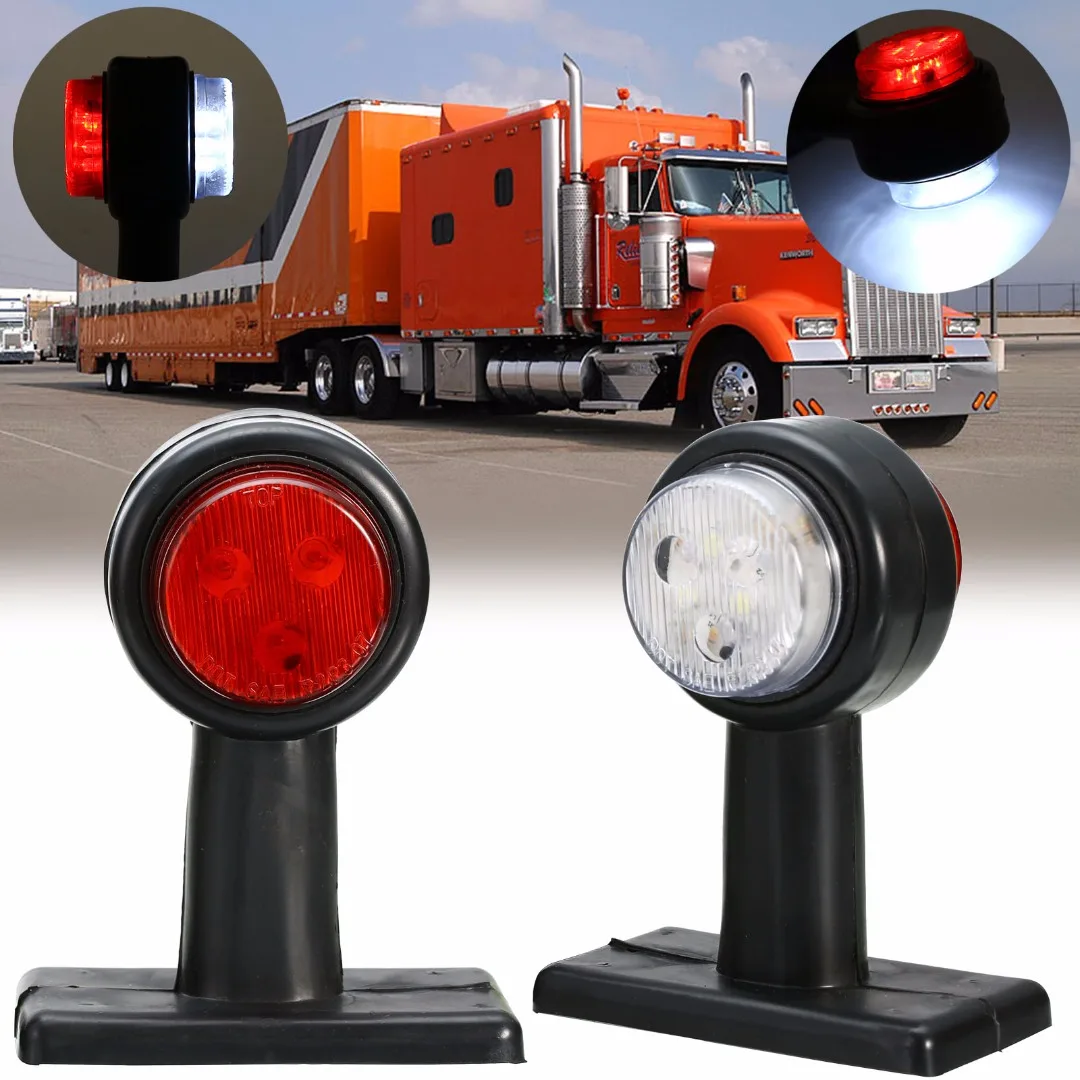 

2PCS Car Truck Trailer Caravan LED Double Side Marker Clearance Light Red + White Lamp 12V-36V