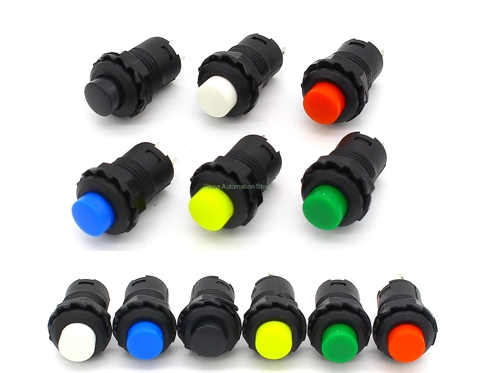 

10Pcs Self locking button DS-228 DS228 12mm Lock Latching OFF- ON Push Button Switch maintained pushbutton switches