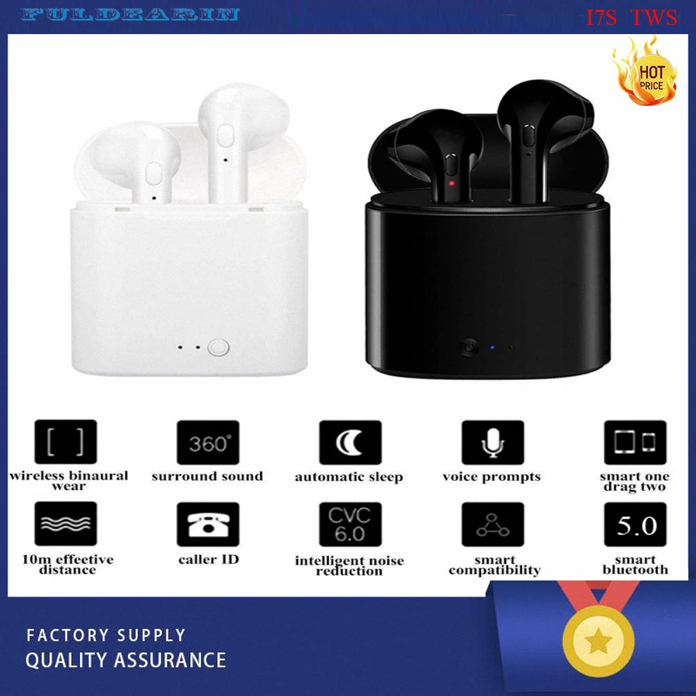 Charging Case True Stereo Wireless Bluetooth i7S TWS Earphone 5.0 Earbuds with Headset Headphones Very Cheap | Электроника