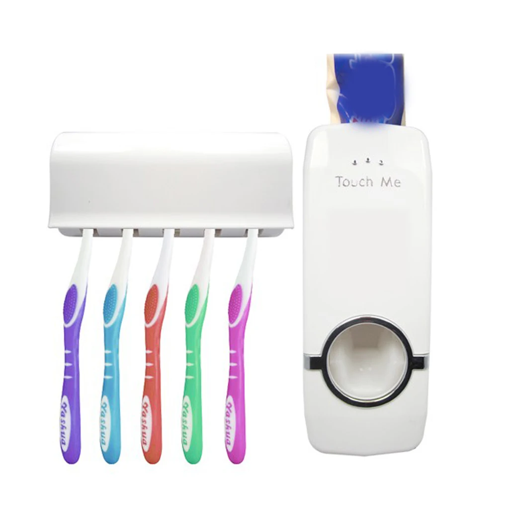 1 Набор держатель зубной щетки автоматический диспенсер для зубной пасты+ 5 настенная подставка для зубных щеток Держатель для ванной комнаты